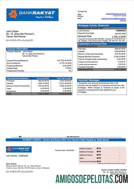 em branco Modelo Word e PDF de declaração de hipoteca do Malaysia Bank Rakyat